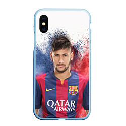 Чехол iPhone XS Max матовый Neymar FCB, цвет: 3D-голубой