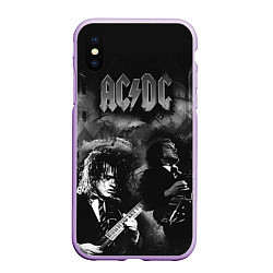 Чехол iPhone XS Max матовый AC/DC, цвет: 3D-сиреневый