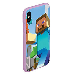 Чехол iPhone XS Max матовый Minecraft World, цвет: 3D-сиреневый — фото 2