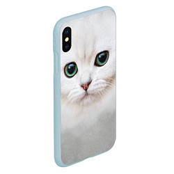 Чехол iPhone XS Max матовый Белый котик, цвет: 3D-голубой — фото 2