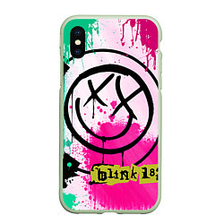 Чехол iPhone XS Max матовый Blink-182: Purple Smile, цвет: 3D-салатовый