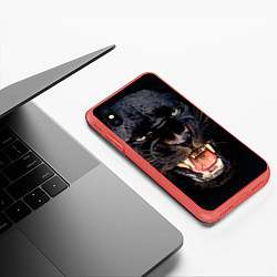 Чехол iPhone XS Max матовый Пантера, цвет: 3D-красный — фото 2