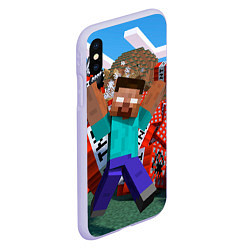 Чехол iPhone XS Max матовый Minecraft Man, цвет: 3D-светло-сиреневый — фото 2