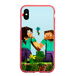 Чехол iPhone XS Max матовый Minecraft Stories, цвет: 3D-красный