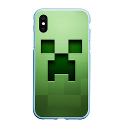 Чехол iPhone XS Max матовый Creeper Face, цвет: 3D-голубой