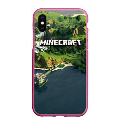 Чехол iPhone XS Max матовый Minecraft Location, цвет: 3D-малиновый