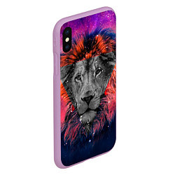 Чехол iPhone XS Max матовый Космический лев, цвет: 3D-сиреневый — фото 2