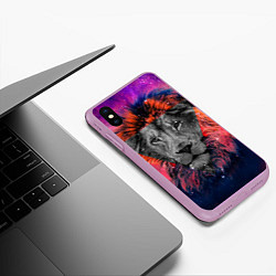 Чехол iPhone XS Max матовый Космический лев, цвет: 3D-сиреневый — фото 2