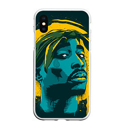 Чехол iPhone XS Max матовый 2Pac Shakur, цвет: 3D-белый