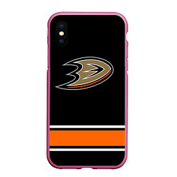 Чехол iPhone XS Max матовый Anaheim Ducks Selanne, цвет: 3D-малиновый