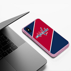 Чехол iPhone XS Max матовый Washington capitals, цвет: 3D-розовый — фото 2