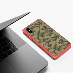 Чехол iPhone XS Max матовый Камуфляж: хаки, цвет: 3D-красный — фото 2