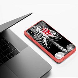 Чехол iPhone XS Max матовый Скелет с сердцем, цвет: 3D-красный — фото 2
