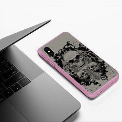 Чехол iPhone XS Max матовый Skulls, цвет: 3D-розовый — фото 2