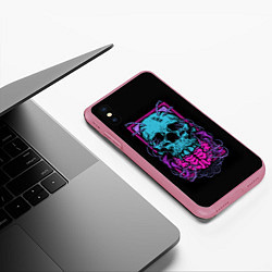 Чехол iPhone XS Max матовый Кислотный череп, цвет: 3D-малиновый — фото 2