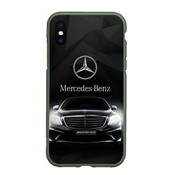 Чехол iPhone XS Max матовый Mercedes, цвет: 3D-темно-зеленый