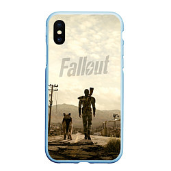 Чехол iPhone XS Max матовый Fallout City, цвет: 3D-голубой