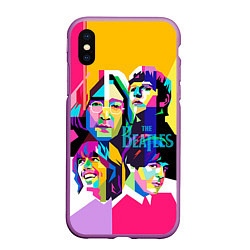 Чехол iPhone XS Max матовый The Beatles: Poly-art, цвет: 3D-фиолетовый