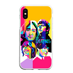 Чехол iPhone XS Max матовый The Beatles: Poly-art, цвет: 3D-белый