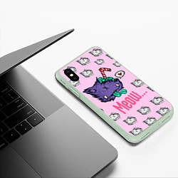 Чехол iPhone XS Max матовый Drop Dead: Meow, цвет: 3D-салатовый — фото 2