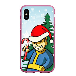 Чехол iPhone XS Max матовый Fallout Christmas, цвет: 3D-малиновый