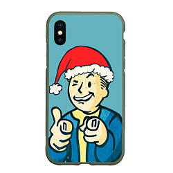 Чехол iPhone XS Max матовый Fallout New Year, цвет: 3D-темно-зеленый