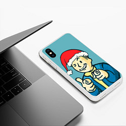 Чехол iPhone XS Max матовый Fallout New Year, цвет: 3D-белый — фото 2