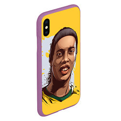 Чехол iPhone XS Max матовый Ronaldinho Art, цвет: 3D-фиолетовый — фото 2