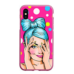 Чехол iPhone XS Max матовый POP ART, цвет: 3D-малиновый