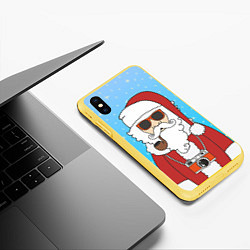 Чехол iPhone XS Max матовый Дед мороз, цвет: 3D-желтый — фото 2