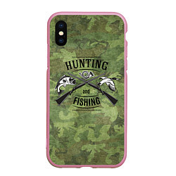 Чехол iPhone XS Max матовый Hunting & Fishing, цвет: 3D-розовый
