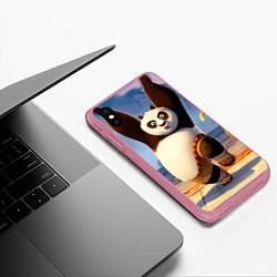 Чехол iPhone XS Max матовый Кунг фу панда, цвет: 3D-малиновый — фото 2