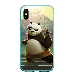 Чехол iPhone XS Max матовый Кунг фу панда, цвет: 3D-мятный