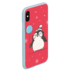 Чехол iPhone XS Max матовый Влюбленная пингвинка, цвет: 3D-голубой — фото 2