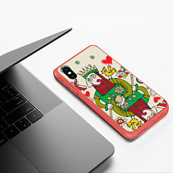 Чехол iPhone XS Max матовый Червовый король, цвет: 3D-красный — фото 2