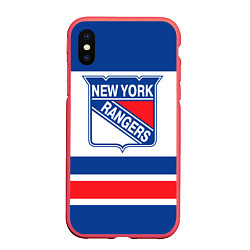 Чехол iPhone XS Max матовый New York Rangers, цвет: 3D-красный