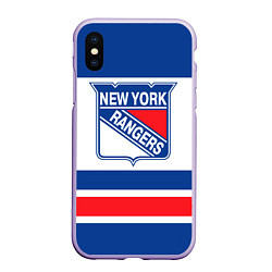 Чехол iPhone XS Max матовый New York Rangers, цвет: 3D-светло-сиреневый