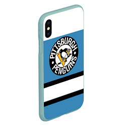 Чехол iPhone XS Max матовый Pittsburgh Penguins: White, цвет: 3D-мятный — фото 2