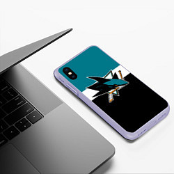 Чехол iPhone XS Max матовый San Jose Sharks, цвет: 3D-светло-сиреневый — фото 2