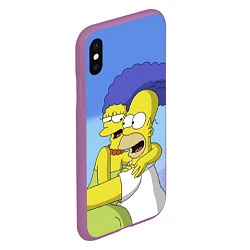 Чехол iPhone XS Max матовый Гомер и Мардж, цвет: 3D-фиолетовый — фото 2
