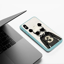 Чехол iPhone XS Max матовый Скелет панды, цвет: 3D-мятный — фото 2