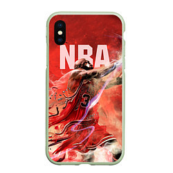 Чехол iPhone XS Max матовый Спорт NBA, цвет: 3D-салатовый