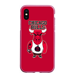 Чехол iPhone XS Max матовый Chicago bulls, цвет: 3D-малиновый