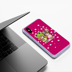 Чехол iPhone XS Max матовый Мишки, цвет: 3D-светло-сиреневый — фото 2