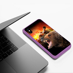 Чехол iPhone XS Max матовый Защитник, цвет: 3D-фиолетовый — фото 2