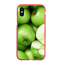 Чехол iPhone XS Max матовый Яблочная, цвет: 3D-красный