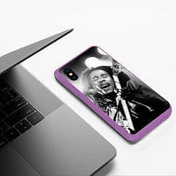 Чехол iPhone XS Max матовый Боб Марли поет, цвет: 3D-фиолетовый — фото 2