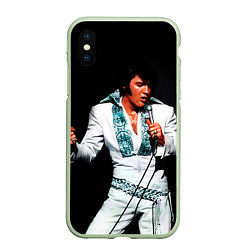 Чехол iPhone XS Max матовый Элвис поет, цвет: 3D-салатовый