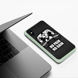 Чехол iPhone XS Max матовый No pain, no gain, цвет: 3D-салатовый — фото 2