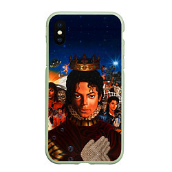 Чехол iPhone XS Max матовый Michael Jackson: Pop King, цвет: 3D-салатовый